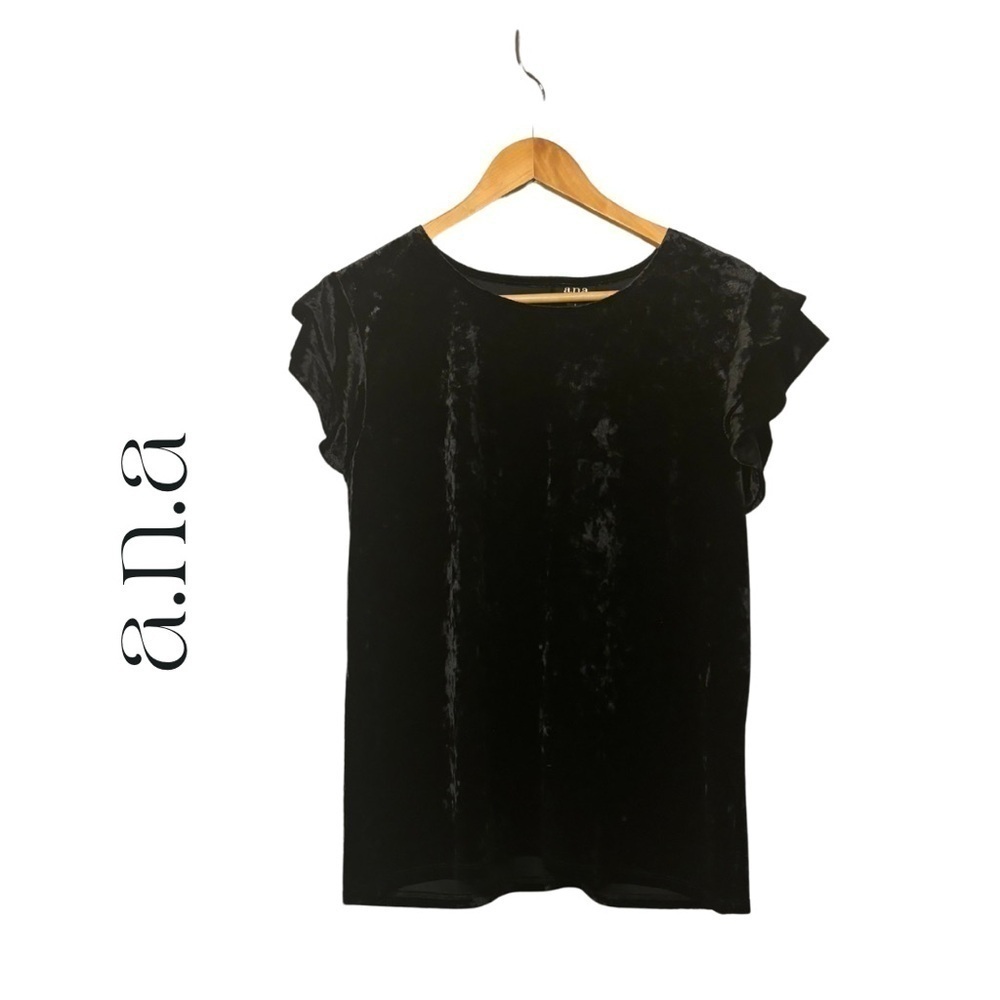 a.n.a NWT Black Velvet Ruffle Sleeve Top